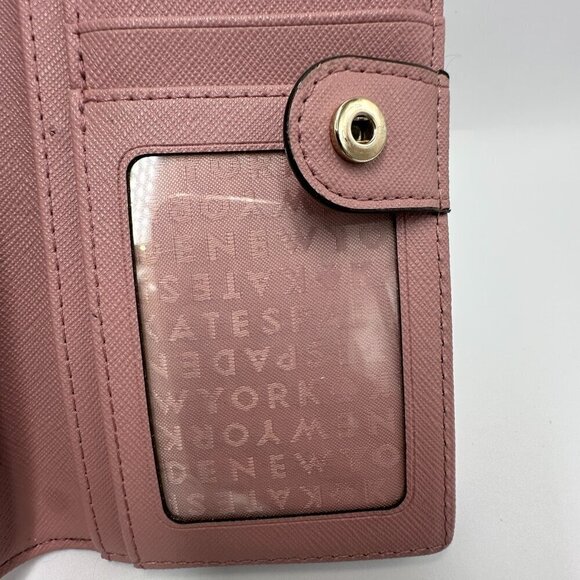 Kate Spade Saffiano Leather Wallet Multiple Card Holder Back Zippered Rose Pink - Picture 11 of 12